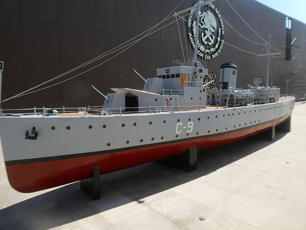 replica of a ship in the front of the Naval Museum, Veracruz, Mexico