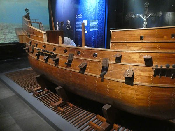 A replica of a frigate wooden ship from centuries ago, Naval Museum, Veracruz, Mexico