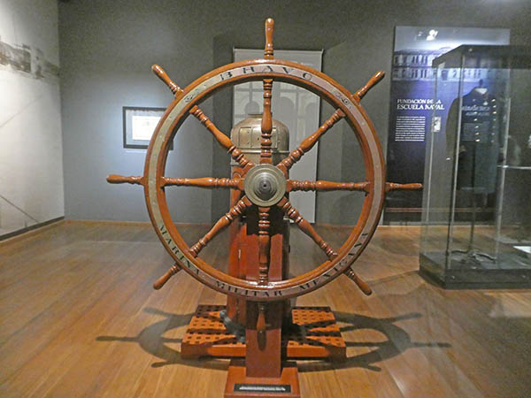 Wooden ship's wheel, Naval Museum, Veracruz, Mexico