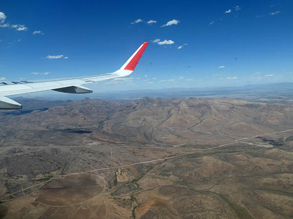 Aerial view of Chihuahua's mountains and ravines from our plane 
