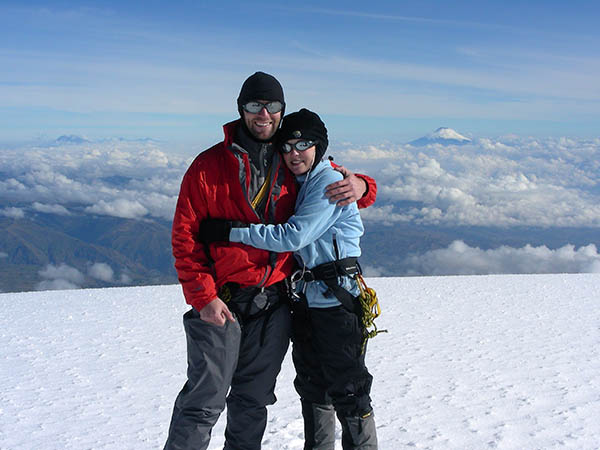 Chris and Kim on the summit of Chimborazo, Ecuador