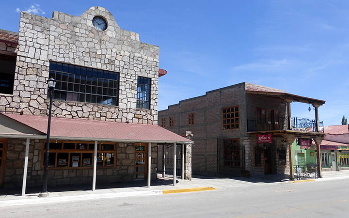 Rugged buildings in the center of town, Creel, Mexico, Copper Canyon El Chepe train