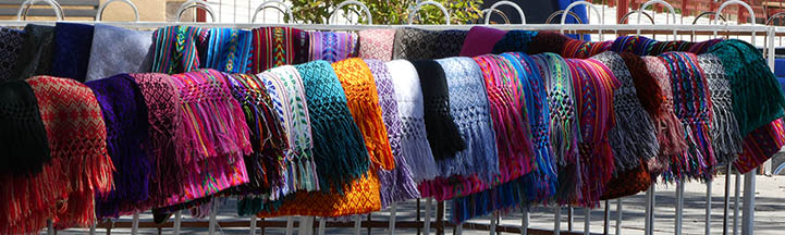 Colorful weavings were sold in town at the Plaza, Creel, Mexico, Copper Canyon, El Chepe train