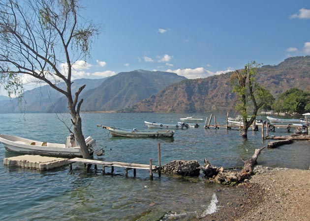 Boats on the water is a way of life at Lake Atitlan