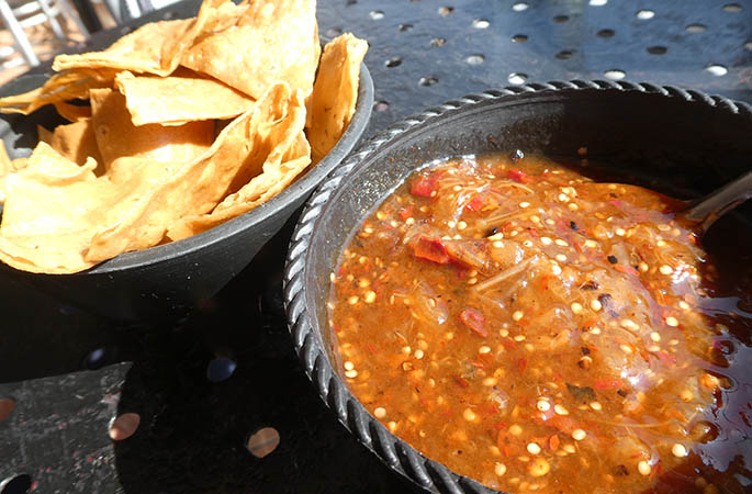 Fresh salsa and chips, Los Nietos Bar Cafe, Arandas, Jalisco, Mexico
