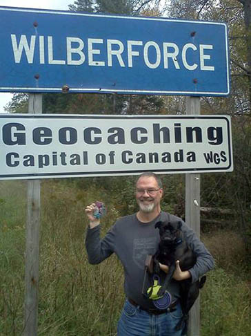 Geocaching with Bogie the GeoPug, Canada