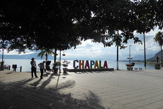 Large Letters spelling CHAPALA on Lake Chapala, Mexico