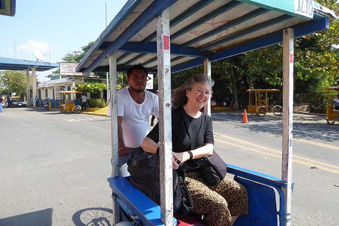 A Peddle cab takes us from Tecun Uman, Guatemala to Hildalgo, Mexico