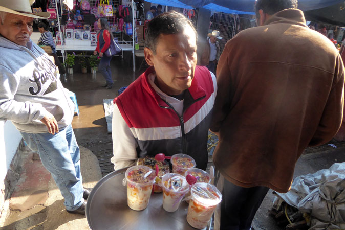 Vendor selling yogurt and granola mix