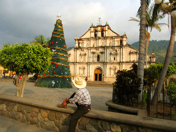 The Cathedral and Christmas tree in Panajachel, Guatemala