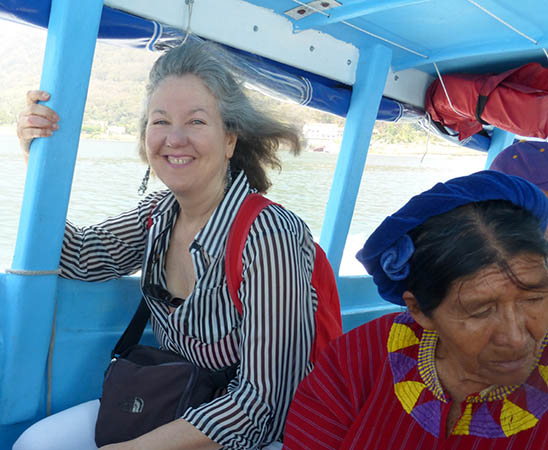 The lancha is common transport on the lake