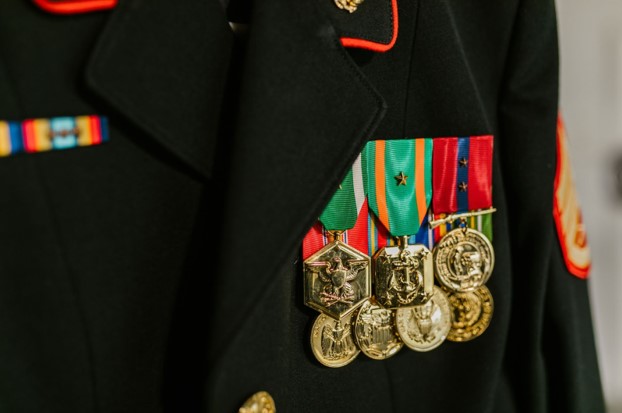 Military service medals on uniform